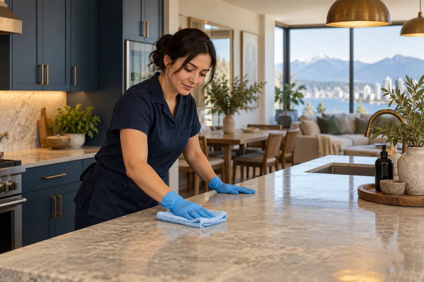 Home cleaning professional at work